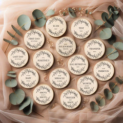 Prezzeluna IVF Milestone Cards sign captures each step for thoughtful pregnancy announcements.