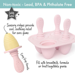 PrimaStella popsicle-mold-dusty-rose-teething: soothing gums as little one learns to chew.