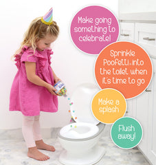 PrimaStella Poofetti confetti targets assist kids with toilet aiming.