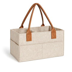 PRIMERA COLLECTIONS Felt Diaper Caddy spacious-compartments keeps diapers and wipes organized at a glance.
