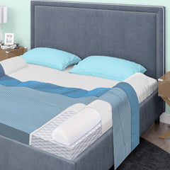 Primica bed bumpers on queen bed setup for versatile toddler guard