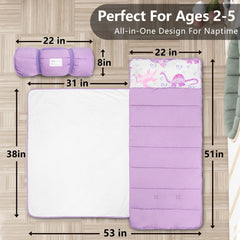 PRIMLECT nap mat rolled and ready for compact daycare storage.