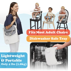 PRIMO PrimoBaby SproutSeat adjustable tray is dishwasher-safe for easy cleanup