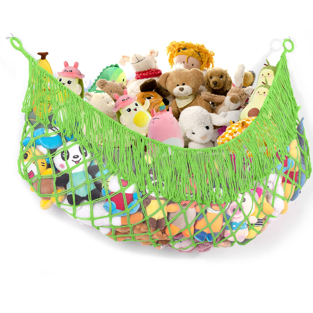 PrimZooty stuffed animal hammock 56-inch wall pocket stores plush toys neatly.