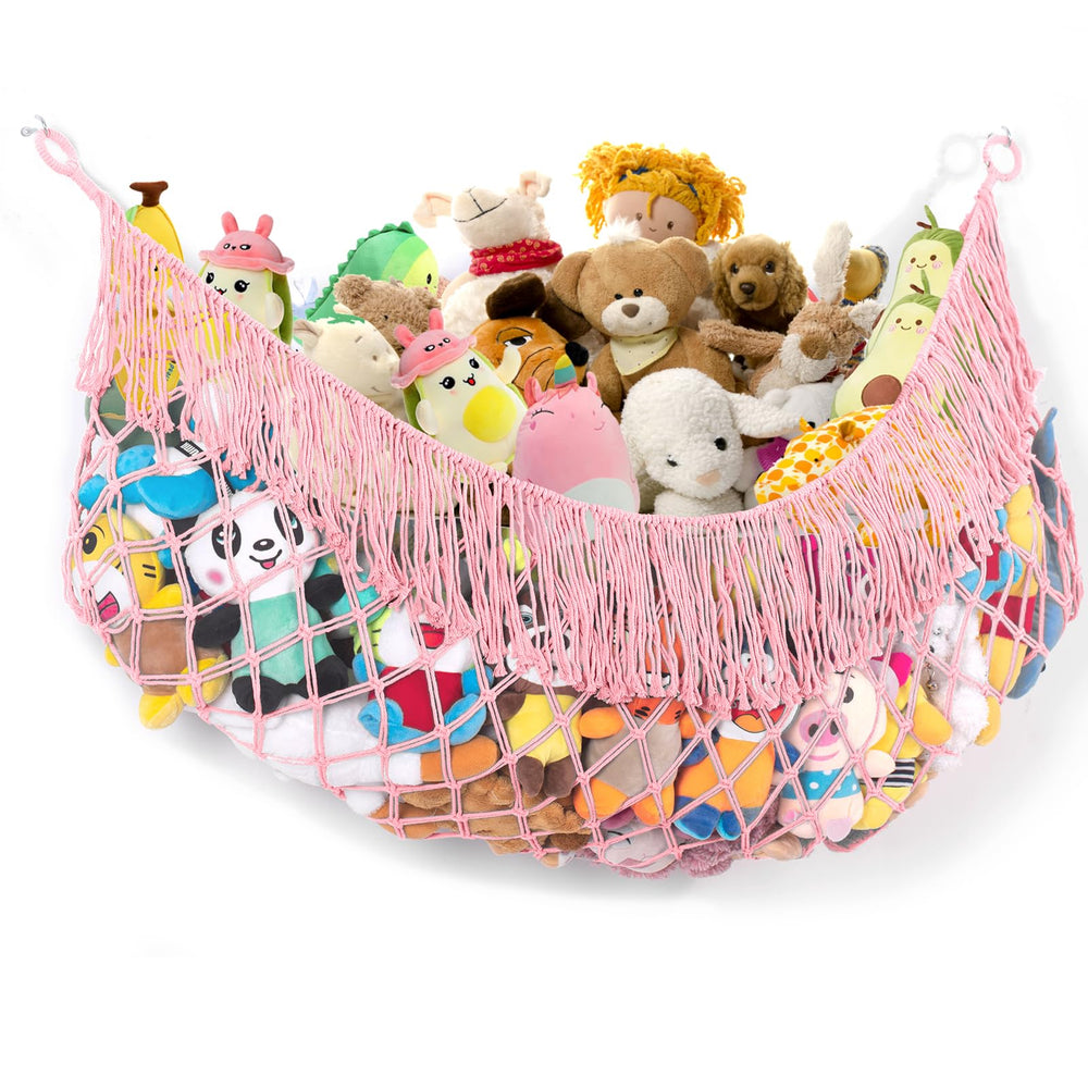PrimZooty stuffed animal hammock 63in hangs plush toys neatly for tidy playrooms