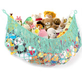 PrimZooty stuffed animal hammock on wall pocket frees floor space and reduces clutter