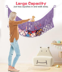 PrimZooty stuffed animal hammock 63in capacity demonstrates large storage for plush toys.