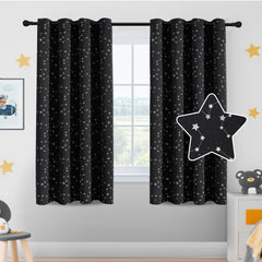 PrinceDeco Kids blackout curtains with fluorescent stars in a two-panel set for cozy nights