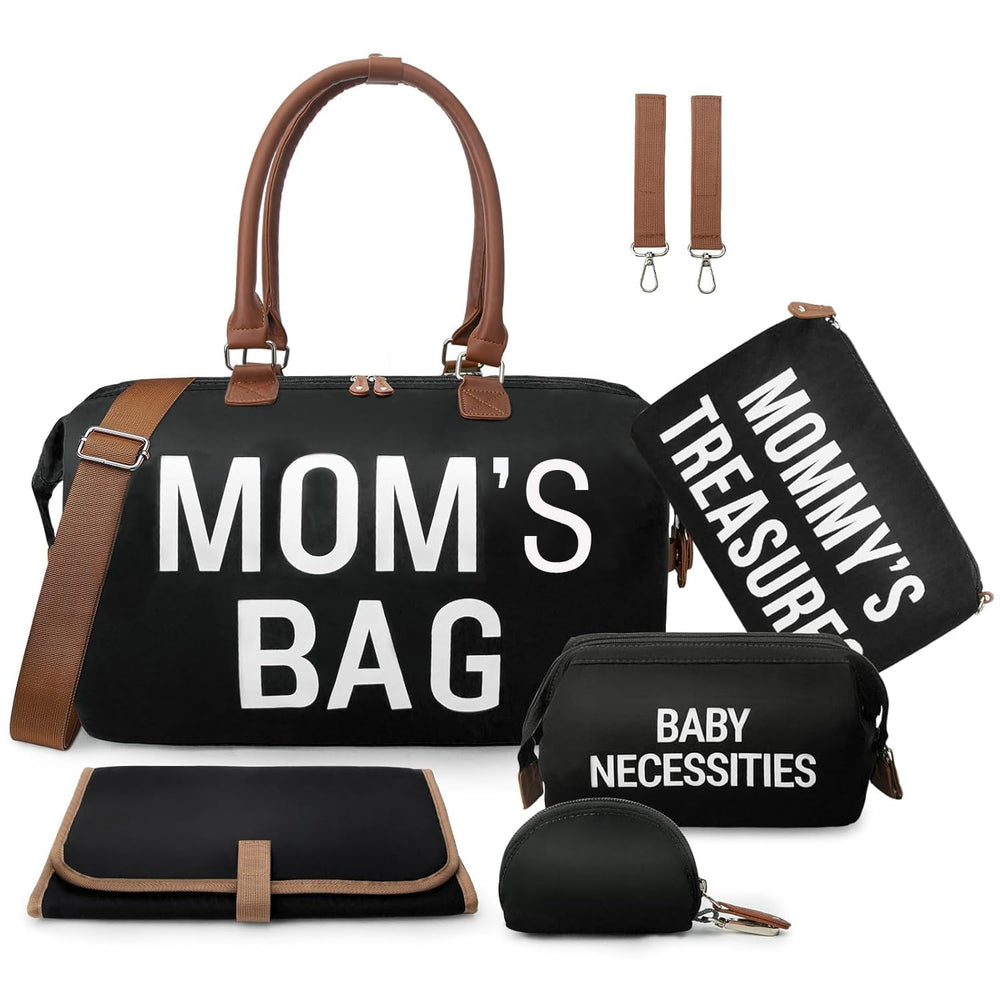 Printe diaper bag tote with large capacity keeps baby items neatly organized for travel.