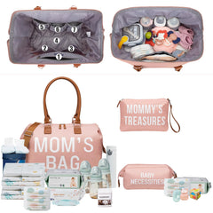 Printe mommy diaper bag tote pink side-organization pockets allow quick item access