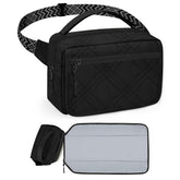 Printe small diaper bag quilted black front view for compact organization
