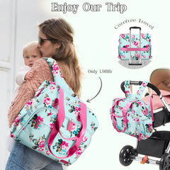 Pripher Diaper Bag Backpack 14-pocket layout keeps baby items organized during trips.