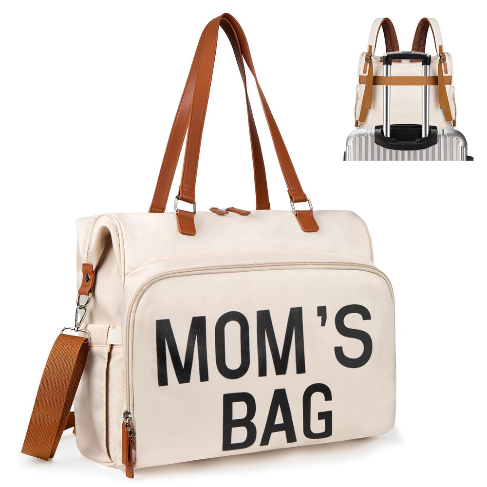 Pripher diaper bag backpack beige front view showing the 4-in-1 design for organized outings