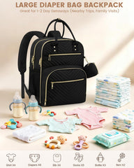 Pritent diaper bag backpack demonstrates convenient handles and shoulder straps for versatile carrying.