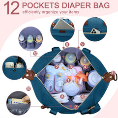 Pritent Diaper Bag Tote stroller clips secure the bag during busy outings.