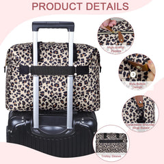 Pritent diaper bag tote leopard stroller-clip attachment secures the bag on outings