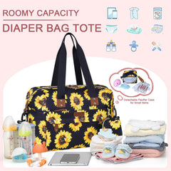 Pritent diaper bag tote pacifier case inside shows organized bottle and toy storage