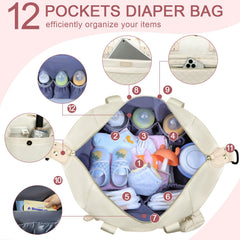 Pritent diaper bag tote with pacifier case keeps essentials organized and ready for care when out and travel