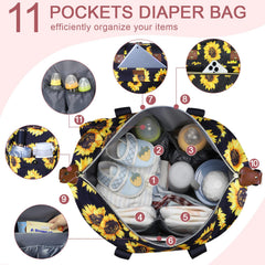 Pritent diaper bag tote shoulder-strap detail enables versatile hands-free carrying