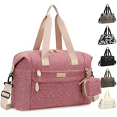 Pritent diaper bag tote wide opening provides quick access to essentials.