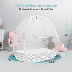 Pro Baby Safety breathable mesh crib tent promotes airflow for comfy sleep.