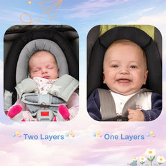 Pro Goleem 2-in-1 head support adapts with growing baby for longer use in car seats.
