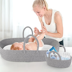 Pro Goleem changing basket handles extended, easy to move between rooms.