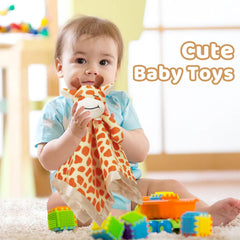 Pro Goleem Giraffe Lovey gift-ready packaging shown as a newborn present.