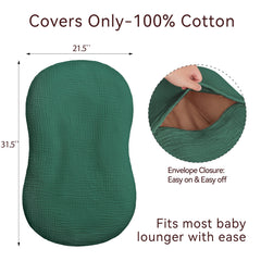 Pro Goleem muslin lounger cover green—versatile nursery styling for both genders.