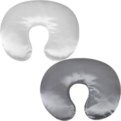 Pro Goleem satin nursing pillow cover gray and white closeup with smooth fabric for gentle skin contact