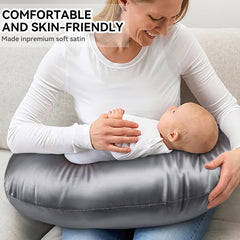 Pro Goleem satin nursing pillow cover zipper closeup highlights covered zipper design