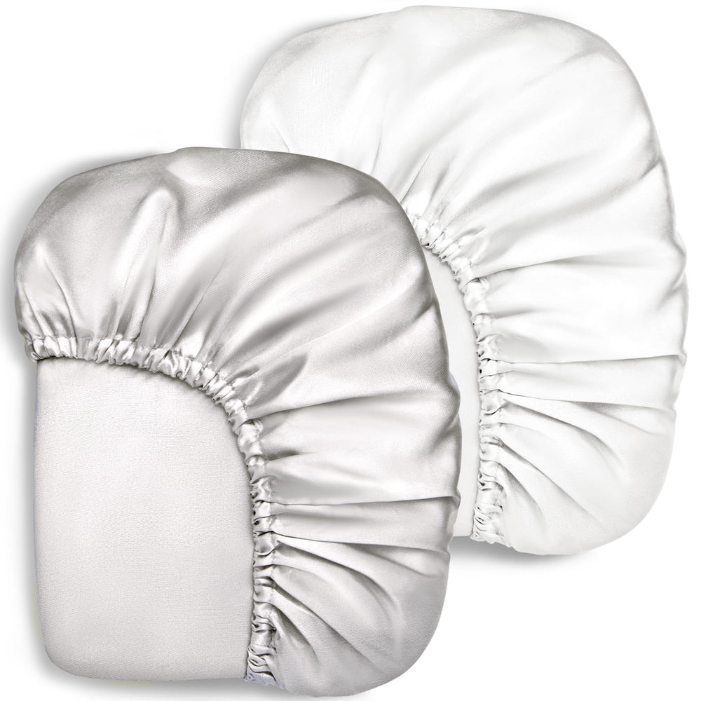 Pro Goleem satin-soft crib sheet two-pack in white and gray for baby comfort.
