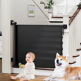 PRObebi retractable baby gate on stairs with easy one-handed operation