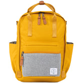 Product of the North Elkin diaper bag front view in saffron, highlighting sleek unisex design.
