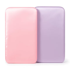Pro Goleem satin bassinet sheet pink-purple close-up shows silky texture for gentle hair care.