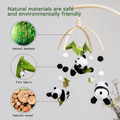 Promise Babe panda-mobile wooden hoop provides natural, timeless nursery decor