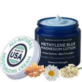 ProSeed Methylene Blue Magnesium Lotion face bottle offers quick hydration for smoother skin