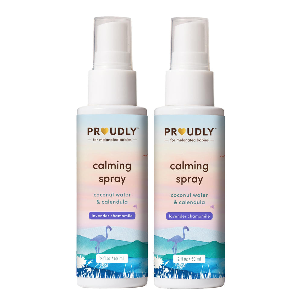 PROUDLY Calming Spray bottle with lavender aroma for a soothing bedtime routine.