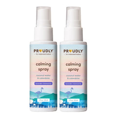PROUDLY Calming Spray bottle with lavender aroma for a soothing bedtime routine.