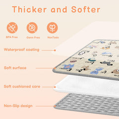 Ptcide Baby Play Mat 59x59 on floor with non-slip base, safer playtime.