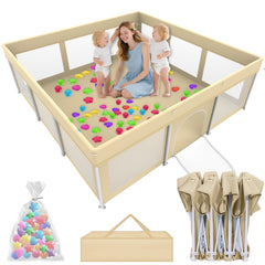 Ptcide foldable playpen 71x71 setup-out-of-box view for quick baby play