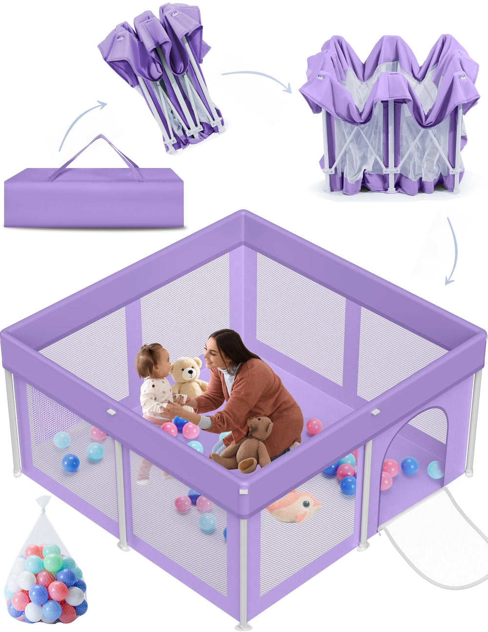 Ptcide foldable playpen open for quick setup and playtime.