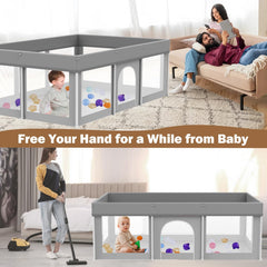 Ptcide playard safety zipper gate detail emphasizes childproof access control for peace of mind.