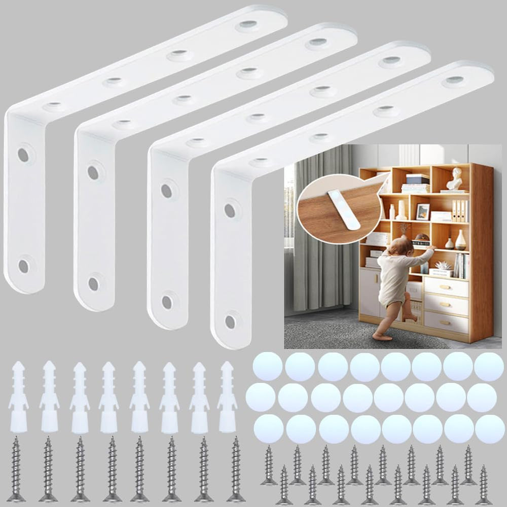 PTKSZGT furniture anchors 4-pack secured to wall for stability