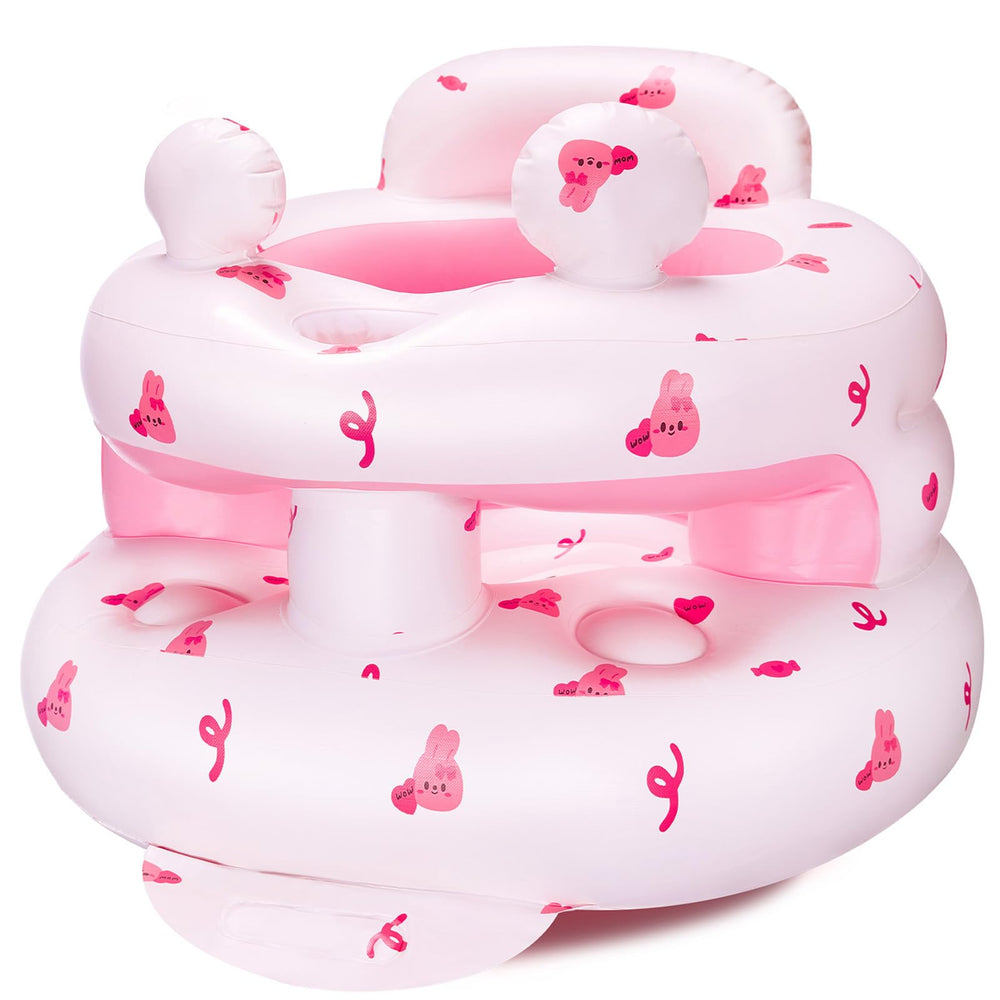 ptlruzk inflatable baby seat pink bunny anti-tip base keeps little sitter stable during practice.