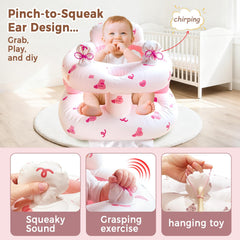ptlruzk inflatable baby seat pink bunny ear-toys-hanging offers easy toy storage and engagement.
