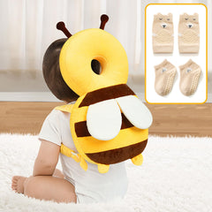 Pucmaoci baby head protector backpack shows alarm function during active play.