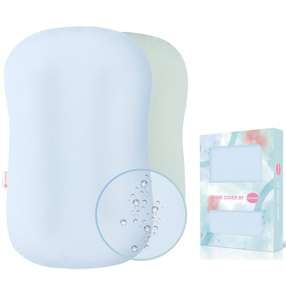 Pucmaoci baby lounger cover blue fabric offers soft skin-friendly comfort.
