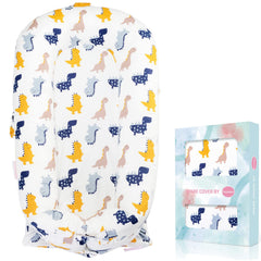 Pucmaoci baby lounger cover dino on Dockatot Deluxe+ for secure lounging