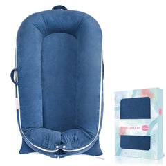 Pucmaoci corduroy baby lounger cover for DockATot Deluxe blue, gentle and breathable for newborn comfort.